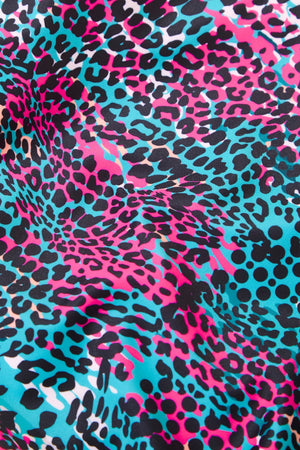 Neon Leopard Side Gather Swimsuit