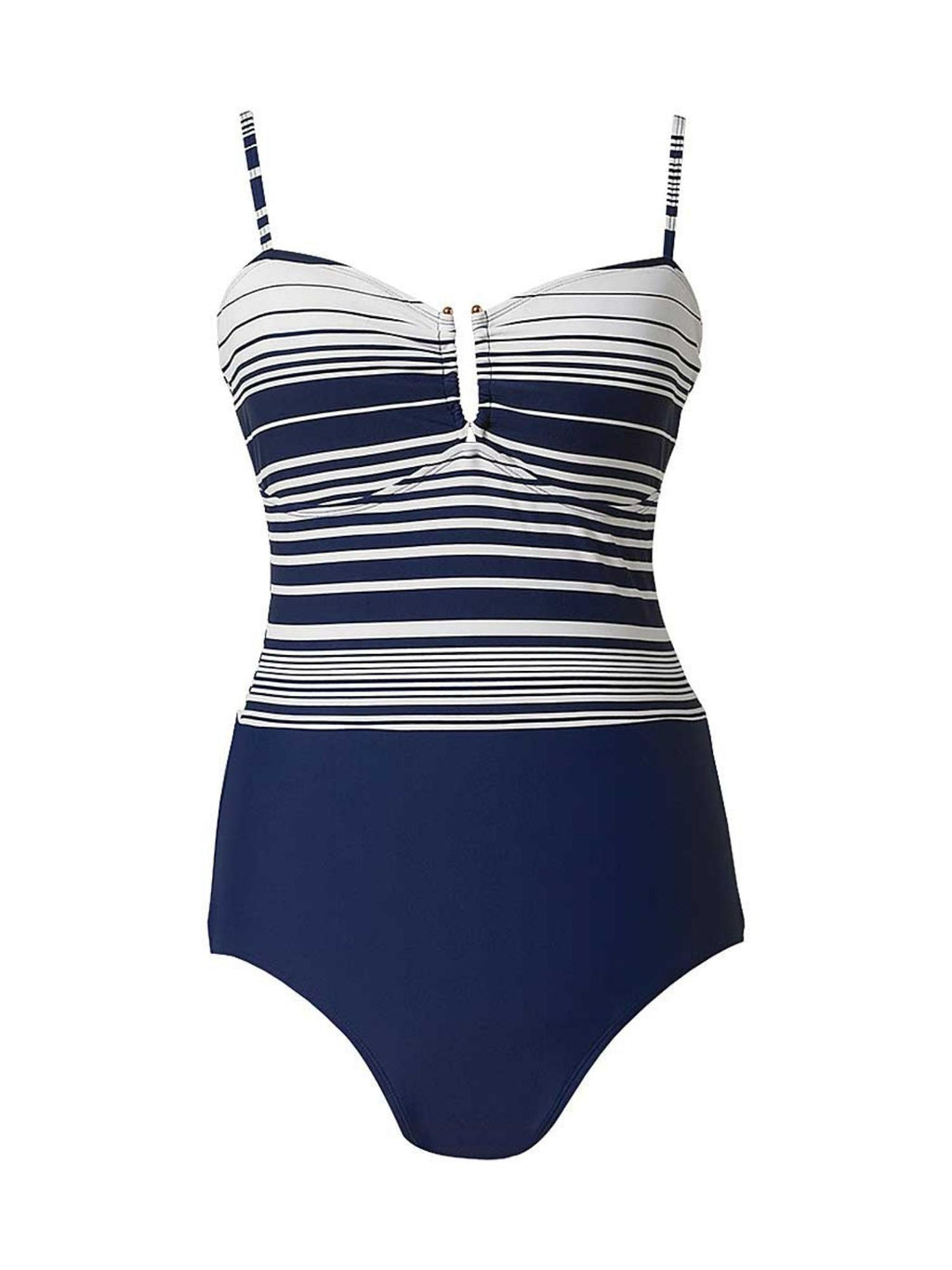Navy & White Stripe Bandeau U Shape Swimsuit