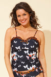 Oriental Print Side Tie Tankini Top