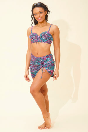 Neon Leopard Ruched Swim Skirt