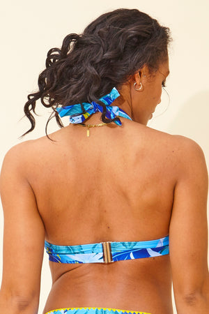 Blue Leaf Triple Strap Bikini Top