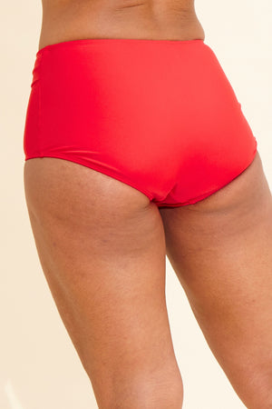 Red High Waist Bikini Briefs