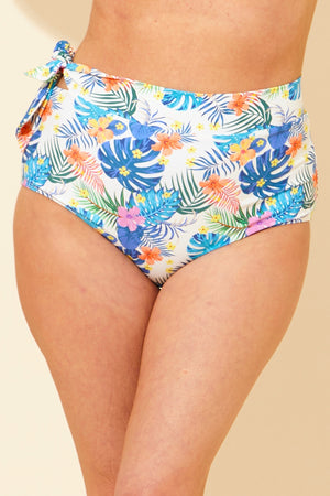 Tropical High Waist Side Tie Bikini Brief