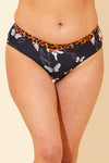 Oriental Contrast Trim High Leg Bikini Briefs