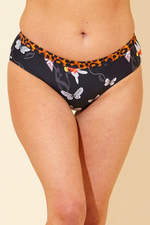 Oriental Contrast Trim High Leg Bikini Briefs