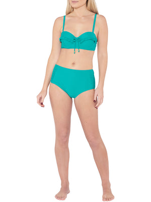 Teal Underwired Frill Bikini Top and Bottoms Set