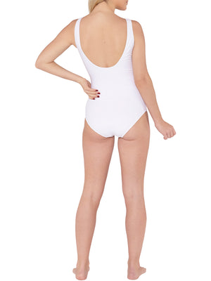 White Belted Swimsuit Back