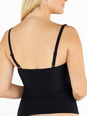 Black Ruched Front Tankini Top Back