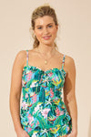 Bright Floral Side Tie Tankini Top