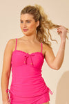 Pink Side Tie Tankini Top Front