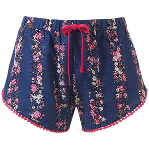 Purple Floral Beach Shorts
