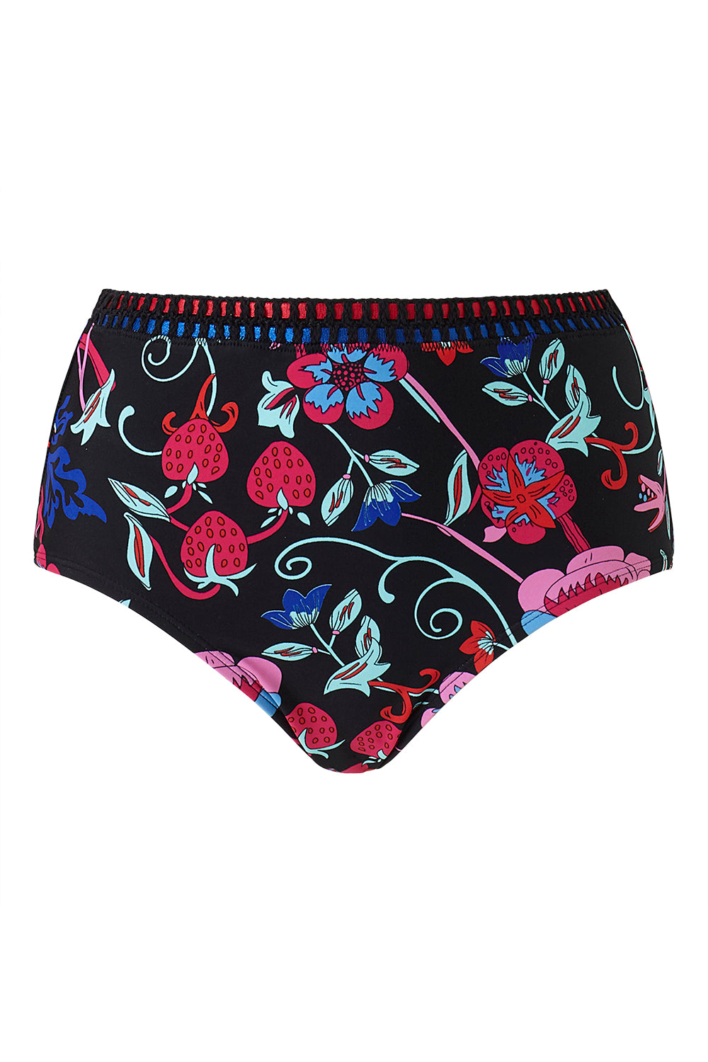 Black Pattern Blanket Stitch High Waist Brief