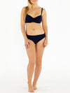 Navy Blue Underwire Crossover Bikini Top and Bottoms Set