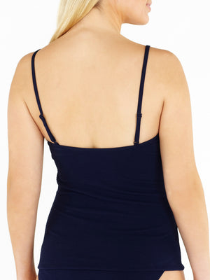 Navy Blue Textured Frill Tankini Top Back