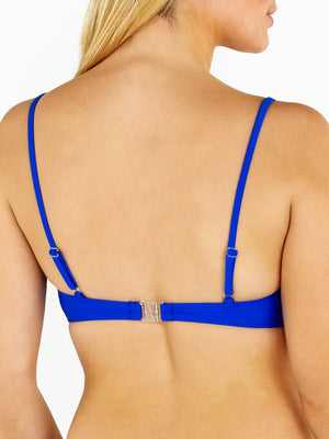 Cobalt Blue Frill Bikini Top Bra Fastening