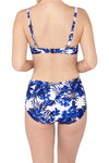 blue floral crossover bikini set - back