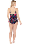 Black Pattern Skirted Swimsuit One Piece Back