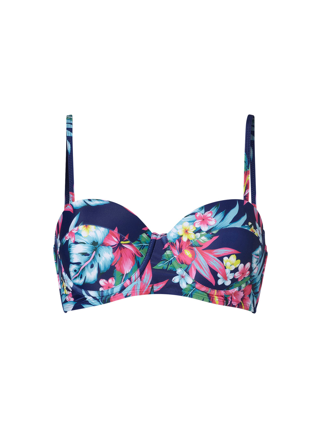 Tropical Blue & Pink Underwired Bikini Top