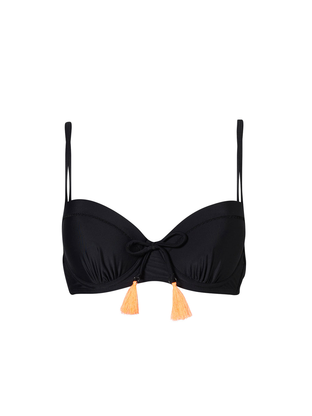 Black Underwired Tie Detail Bikini Top