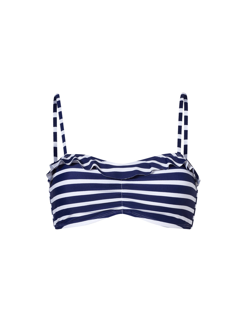 Stripe Navy & White Frill Bikini Top Bra Top