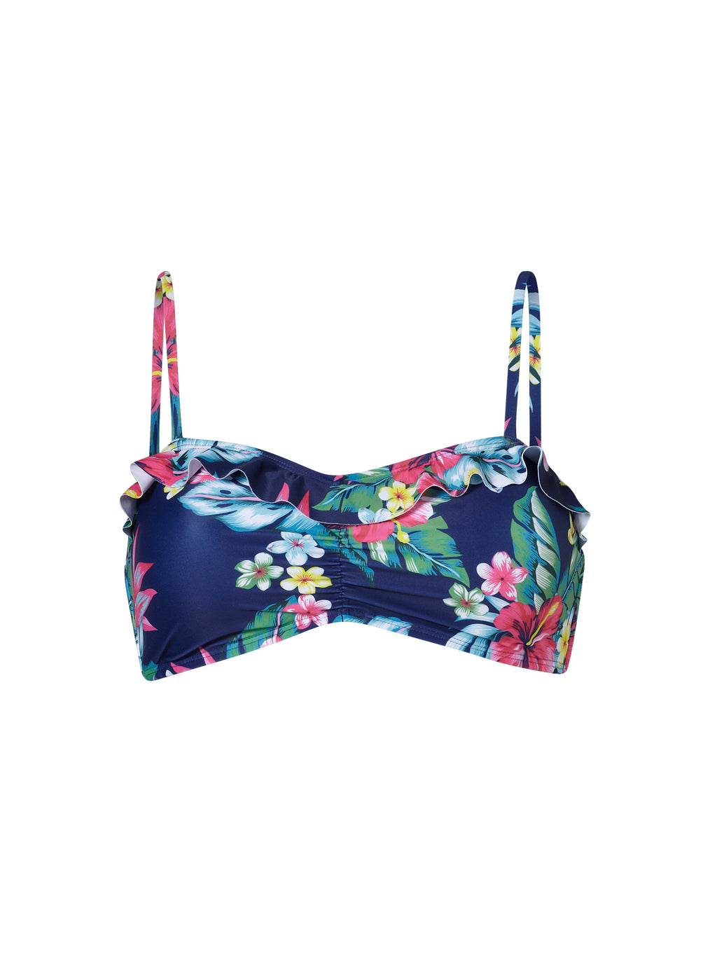 Tropical Multicolour Frill Bikini Top