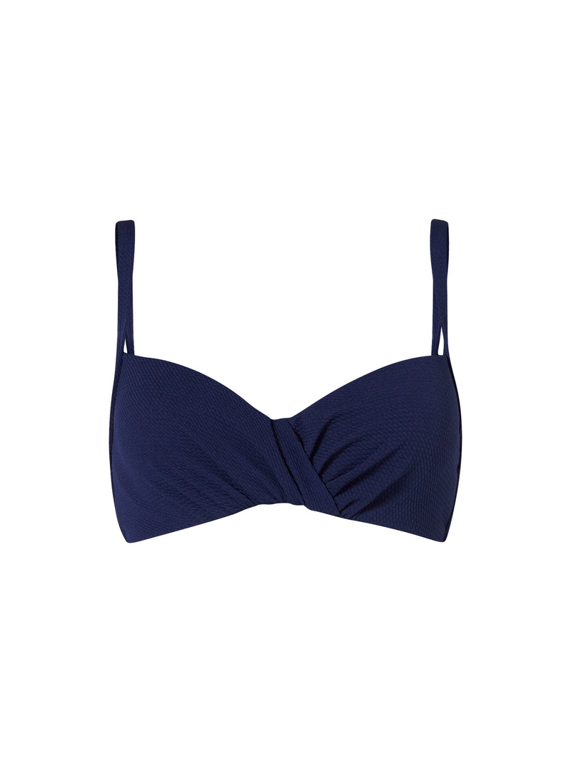 Navy Blue Underwire Crossover Bikini Top
