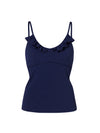 Navy Blue Textured Frill Tankini Top