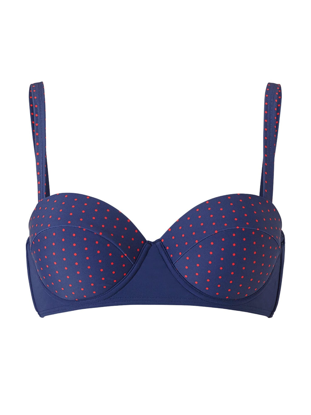 Navy & Red Spotted Underwired Bikini Top